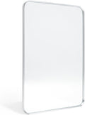 Wall Mount Mirror for Bathroom 16 in x 20 in - Brushed Silver Rounded