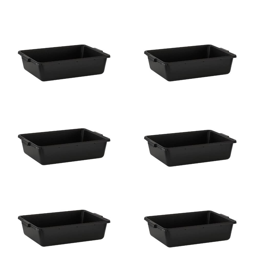 6-Pack 20in x 15in x 5in Black Polypropylene Bus Tub Set