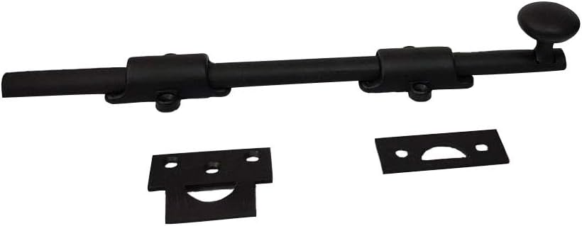 QCAA Solid Brass Dutch Door Bolt, 10in, Matte Black Finish
