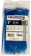 Kable Kontrol Blue Zip Ties 8 in 1000 Pack - Strong Color Coding