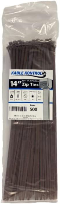 Kable Kontrol Brown Zip Ties 14 Inch for Indoor and Outdoor Use