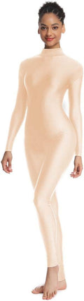 Adult High Neck Long Sleeve Dance Unitard for Women - Black Form Fit