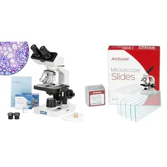 OMAX 40X-2000X LED Binocular Microscope with Slides & Coverslips