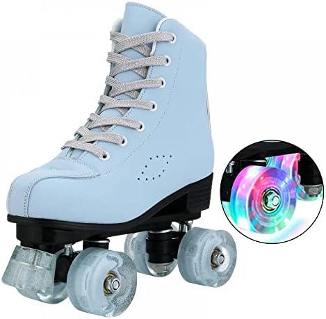 XUDREZ Sky Blue High-top Roller Skates for Beginners and Girls