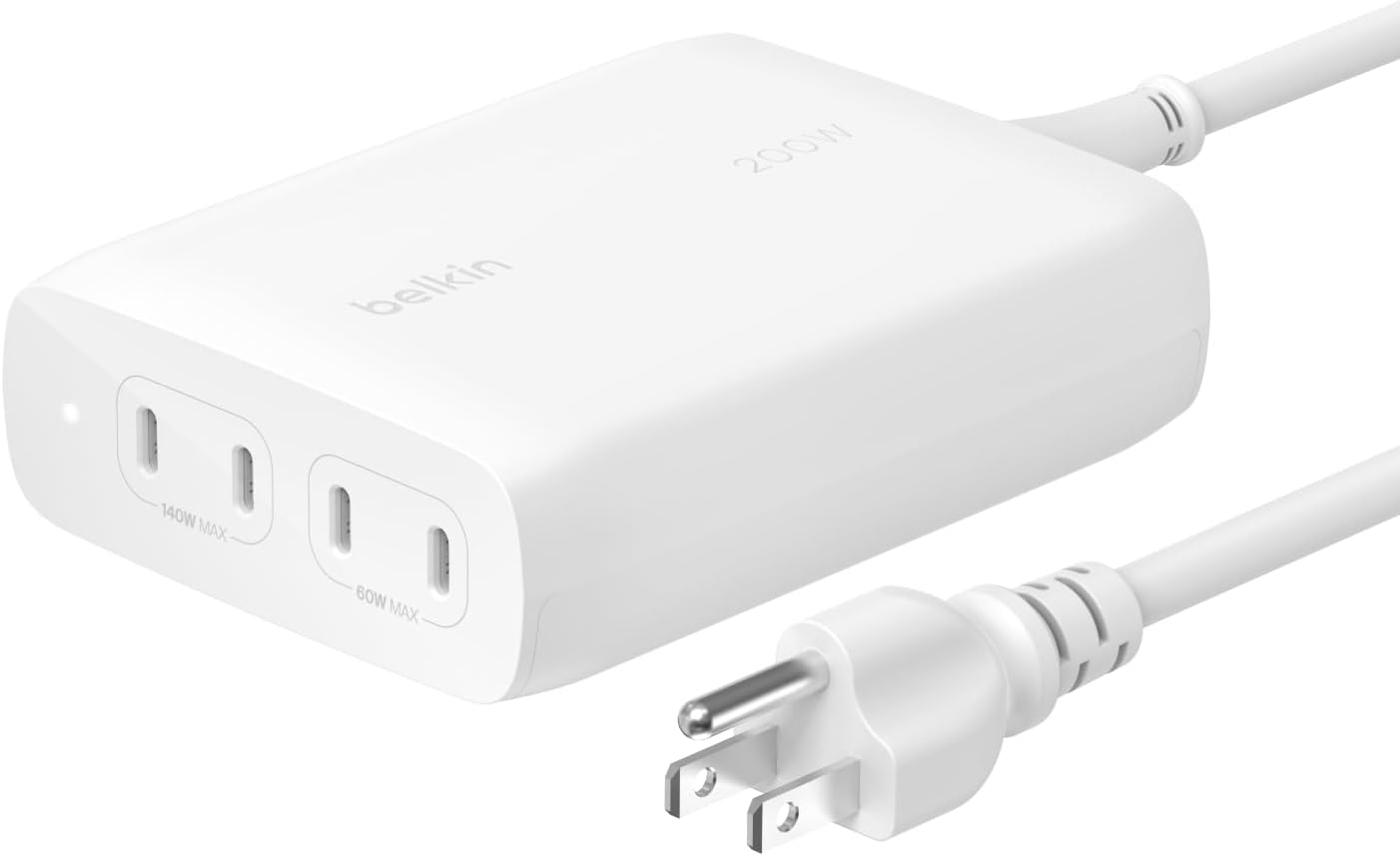 Belkin 4-Port USB C Charger Block 200W for Fast Charging