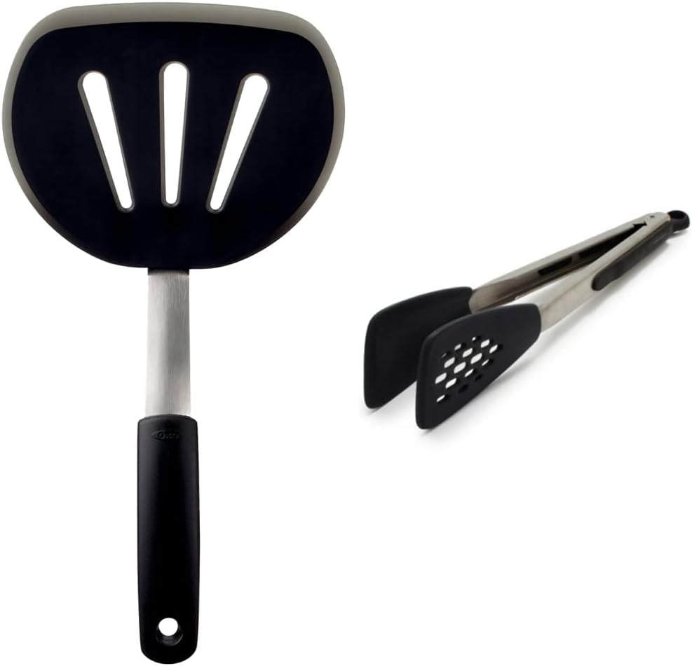 OXO Good Grips Silicone Turner and Tongs Set for Cooking