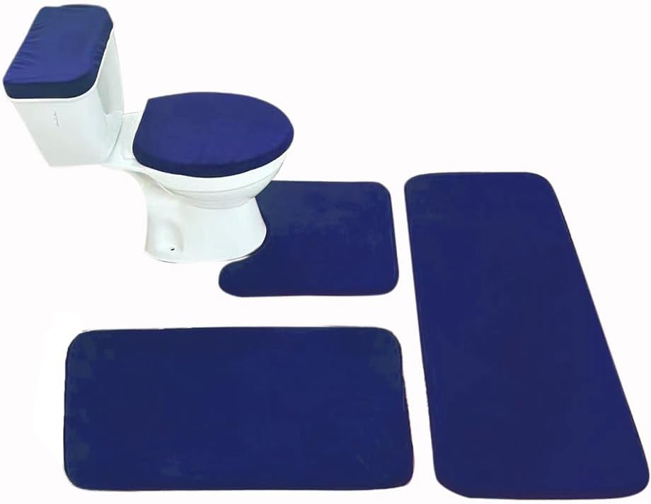 Madeals Runner Memory Foam Bathroom Rug Set 5 Piece Navy Blue