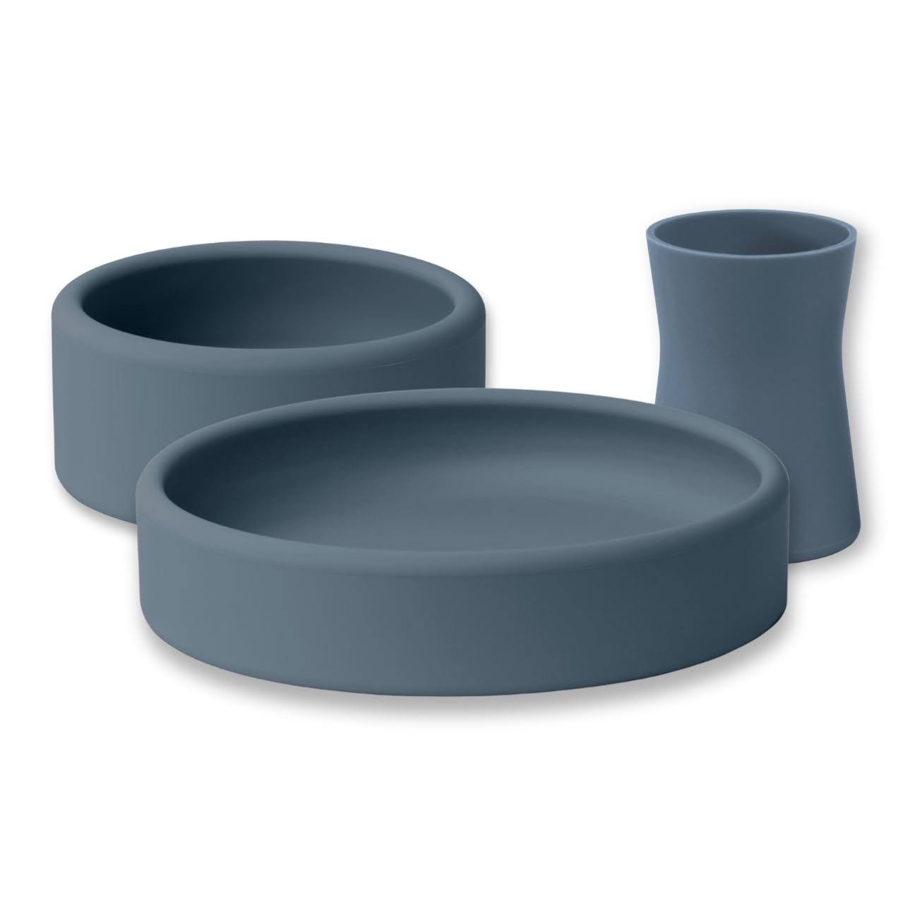 Silicone Plate, Bowl & Cup Set for Babies and Toddlers - Blue Hour