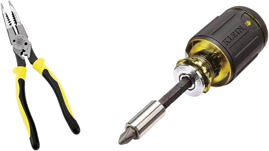 Klein Tools Needle Nose Pliers and Multi-bit Stubby Screwdriver Set