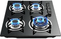 23in 4 Burner Gas Cooktop Black Tempered Glass - Built-In Cooktop