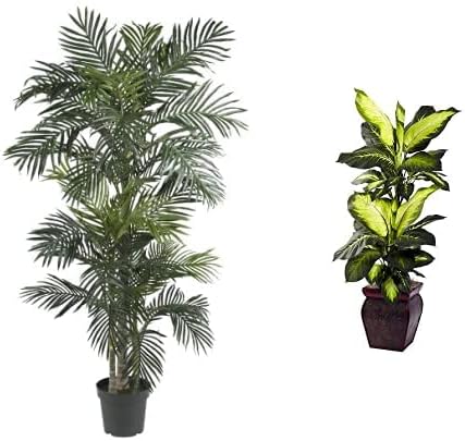 6.5ft Golden Cane Palm Silk Tree for Tropical Home Decor