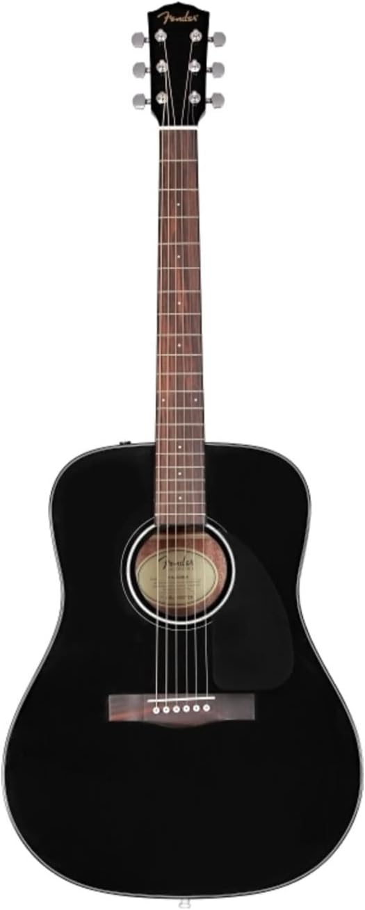 Fender Acoustic Guitar: 2-Year Warranty, Premium Design, Glossed Black Finish