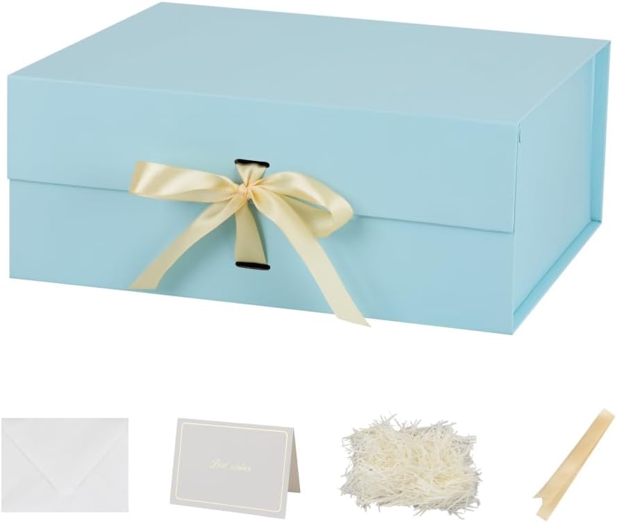 Skivra Large Blue Gift Box with Ribbon for Wedding Dress