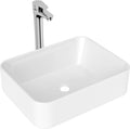 Bathroom Vessel Sink 19x15 Rectangle With Chrome Faucet - Modern Look