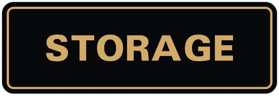 Standard STORAGE Door/Wall Sign - Black/Gold - Medium 10 Pack