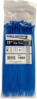 Kable Kontrol Blue Zip Ties 11 in 1000 Pack - Strong, Color-Coded
