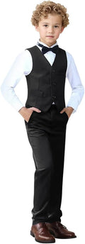 Boys Suit Set Size 7 Formal Dress Shirt Vest Pants with Bowtie - Slim