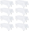 8 Pack White Tablecloth 60 x 126 in Rectangle Table Cloth - Wrinkle