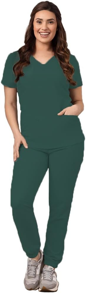 Green Town Scrubs for Women - Stylish Jogger Pant and Top Set