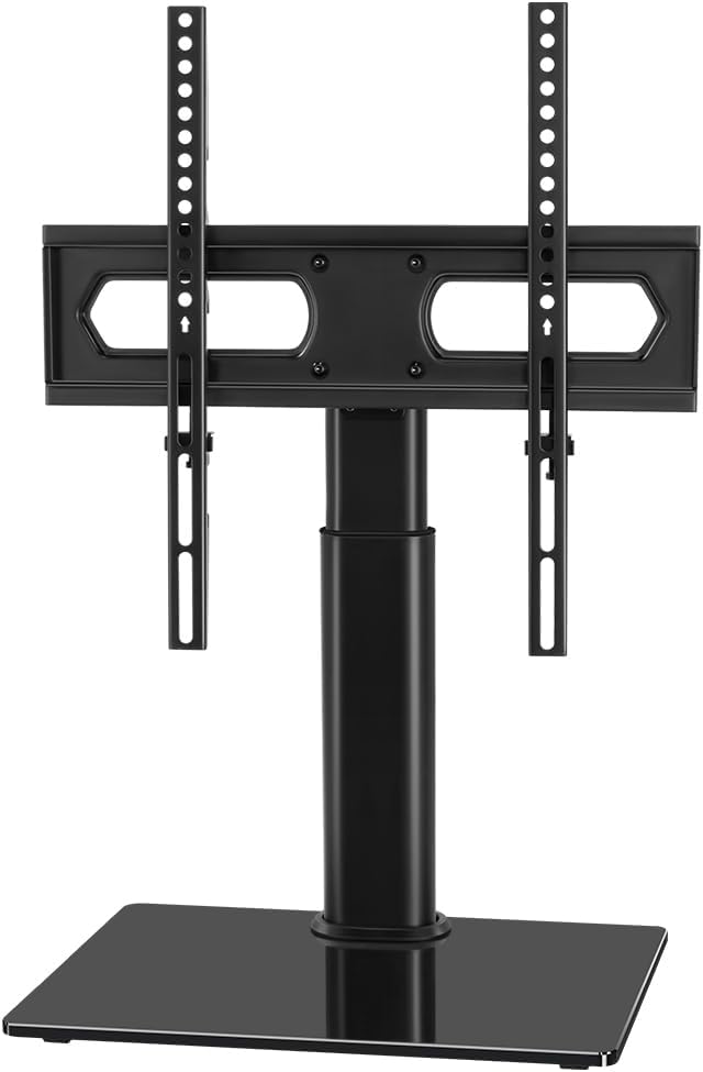 Height-Adjustable TV Stand with Tempered Glass Base