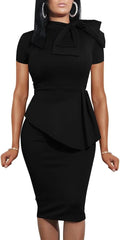 Peplum Bodycon Ruffle Pencil Dress - Flattering Party Fit