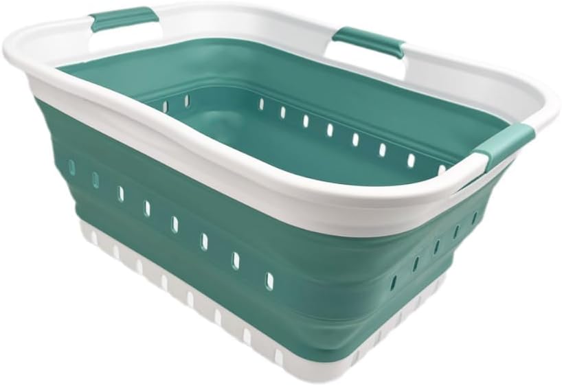 Collapsible Plastic Laundry Basket by SAMMART - Space Saving Design