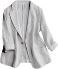 IDEALSANXUN Linen Blazer Women 3/4 Sleeve Lightweight Spring Summer