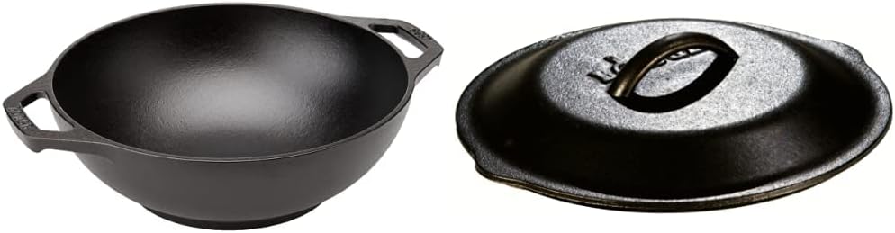 9 Inch Cast Iron Mini Wok with Loop Handles for Home Cooking