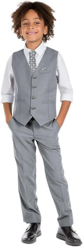 Boys' 6-Piece Formal Slim Fit Suit Set - Complete Dress Outfit Shoes