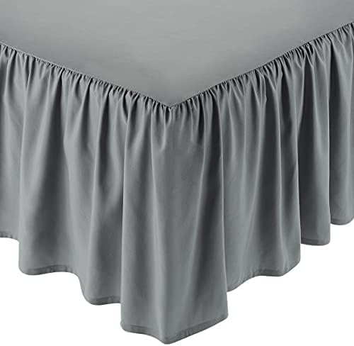 Lightweight Ruffled Bed Skirt for Queen Beds in Dark Grey