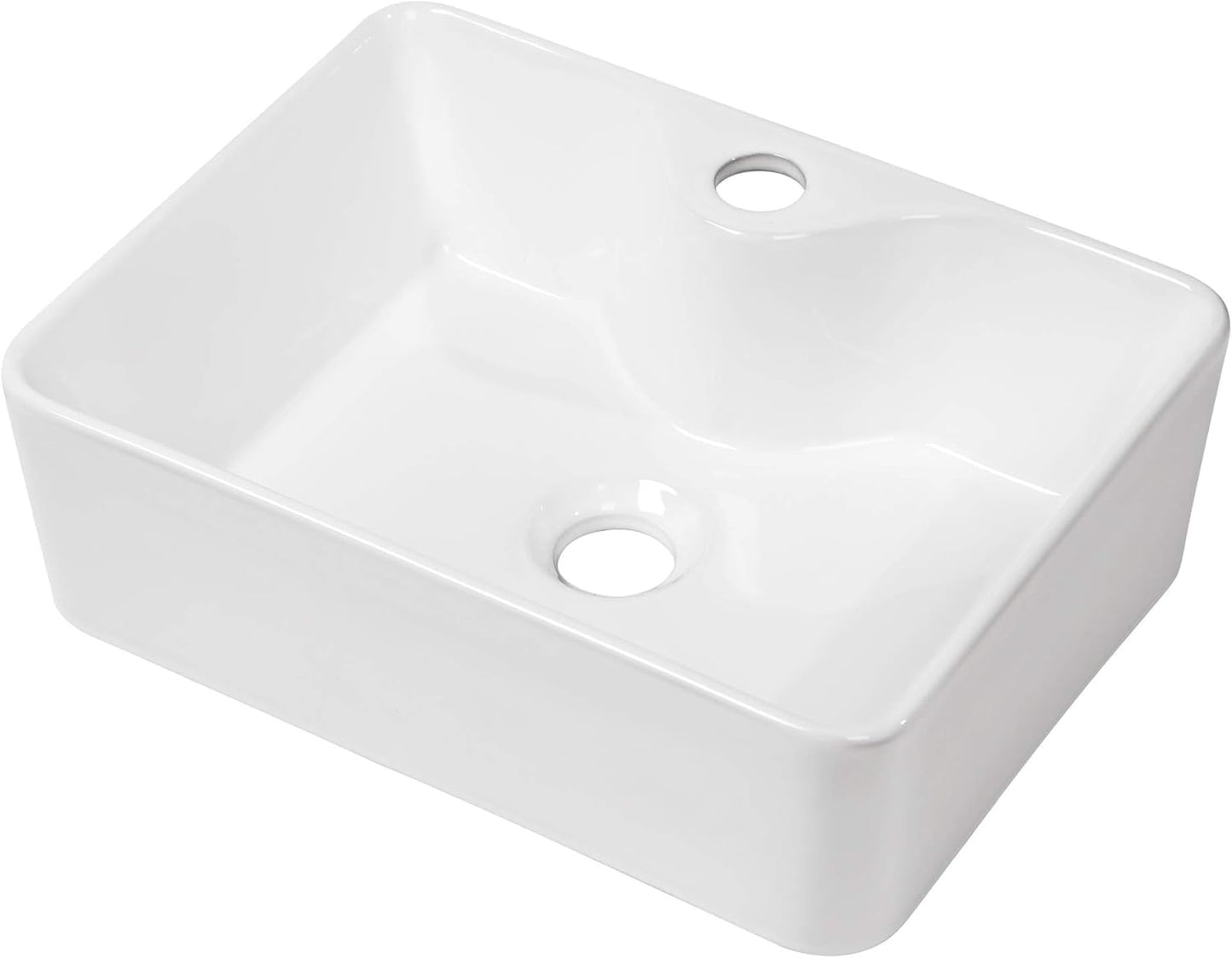 Modern Rectangle Bathroom Vessel Sink with Faucet Hole for Lavatory
