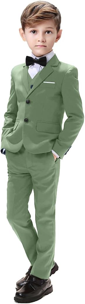 Boys Suits 5 Pieces Slim Fit Blazer Pants for Wedding Events