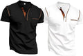 Mens Henley Short Sleeve Tee for Men - Slim Lightweight Summer