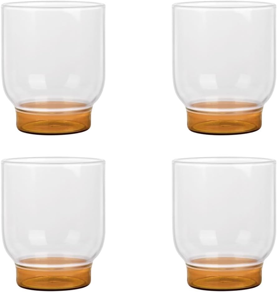 elle decor Set of 4 12oz Whiskey Glasses, Heavy Base, Versatile Use