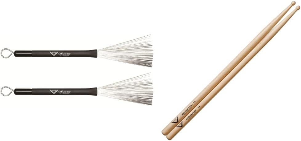 Vater Drum Brushes and 7A Hickory Drum Sticks for Musicians