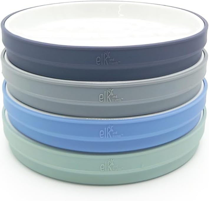 Elk and Friends Kids 7.8 Porcelain Plates for Self Feeding
