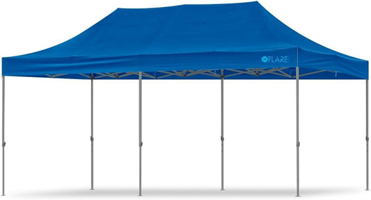 Commercial Grade Hex Leg Canopy w/ Extended Warranty- Wheeled Bag & Ropes Included! (Blue, 10x20ft)