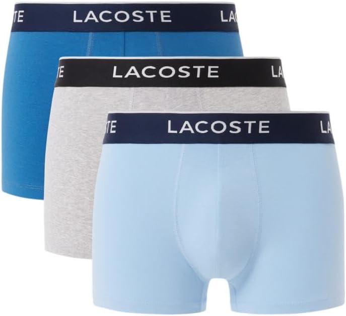 Lacoste Men's Cotton Stretch Tricolor Waistband Trunks 3-Pack