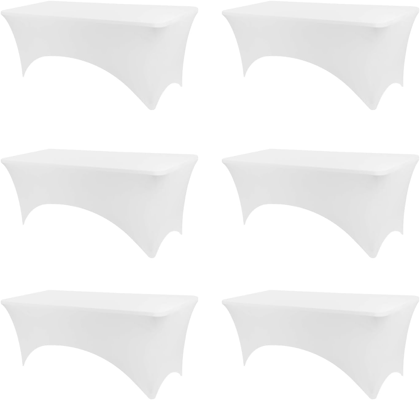 Table Covers for 6 Foot Tables - White Washable Stretch Tablecloths
