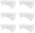 Table Covers for 8 Foot Tables - 6 Pack White Washable Stretch