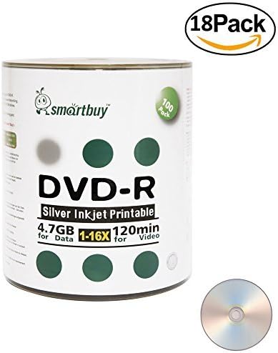 Smartbuy 4.7GB 16X DVD-R Printable Discs for Data Storage