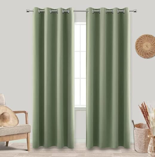 KOUFALL 96 Inch Curtains Set for Living Room, Sage Green Drapes