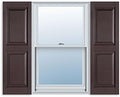 Standard Raised Panel Vinyl Shutter Pair in Sienna Brown 15in x 59in