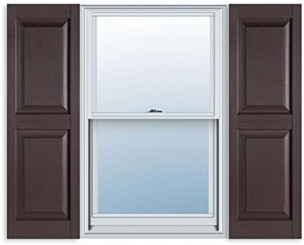 Standard Raised Panel Vinyl Shutter Pair in Sienna Brown 15in x 59in