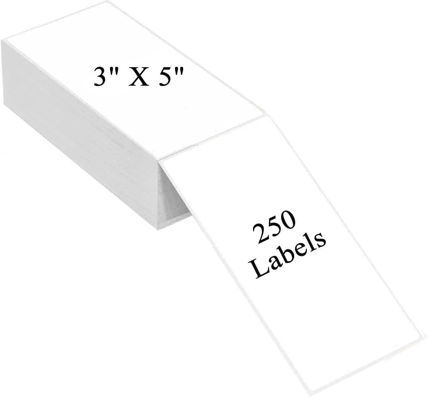 BriCabel Fanfold 5x3 Thermal Labels - 250pcs. Print Barcodes & Addresses Easily! Zebra/Rollo Compatible