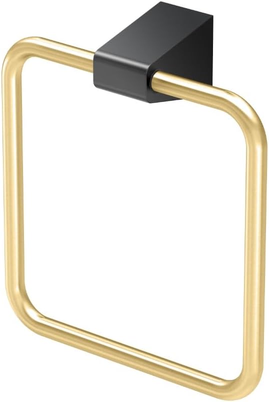 Gatco A-Line Towel Ring in Brushed Brass and Matte Black Finish