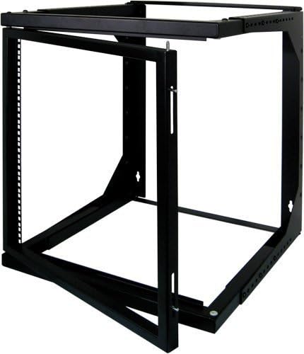 9U Open Wall Mount Frame Rack with Hinge - Adjustable Depth 18-30 in