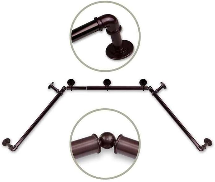 Stylish Bronze Bay Window Rod by HomeStock - Adjustable Rustic Charm