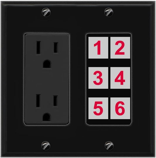 RiteAV 6 Port Custom Wall Plate for HDMI Coax USB and More