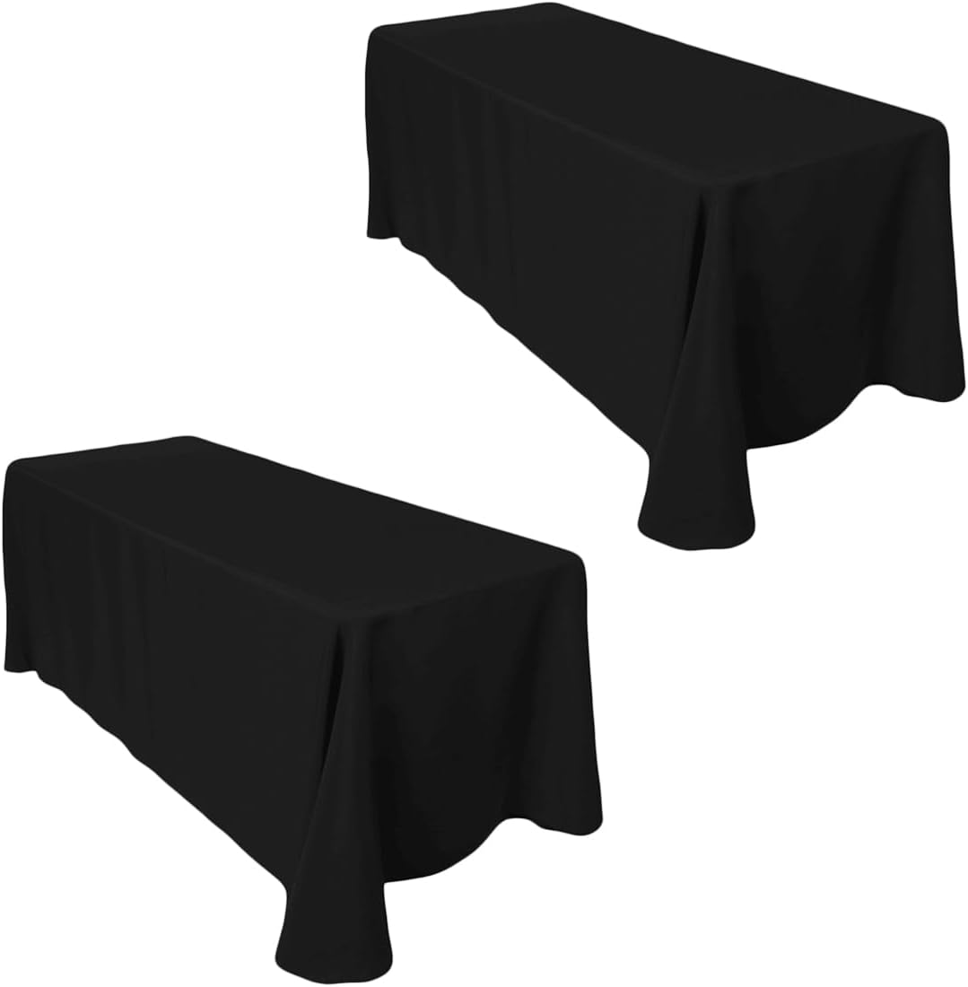 LTC LINENS 2-Pack Black Rectangular Tablecloths for Events